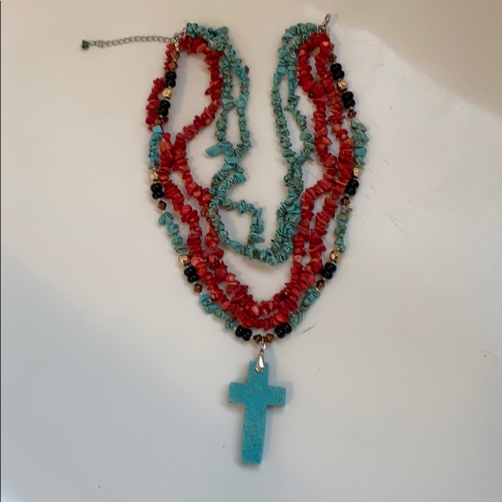 Turquoise and coral necklace